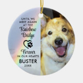 Pet Dog Memorial Foto Regenboog Brug Keramisch Ornament (Voorkant)