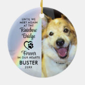 Pet Dog Memorial Foto Regenboog Brug Keramisch Ornament (Achterkant)