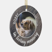 Pet Dog Memorial Foto Rustic Wood Keepslag Keramisch Ornament (Rechts)