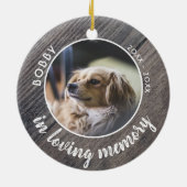 Pet Dog Memorial Foto Rustic Wood Keepslag Keramisch Ornament (Achterkant)