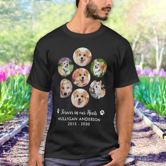 Pet Dog Memorial gepersonaliseerde 7 foto collage T-shirt