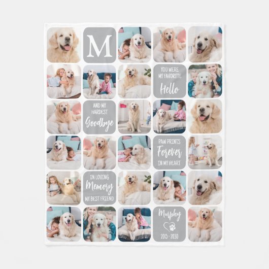 Pet Dog Memorial gepersonaliseerde kleurrijke 24 f Fleece Deken (Voorkant)