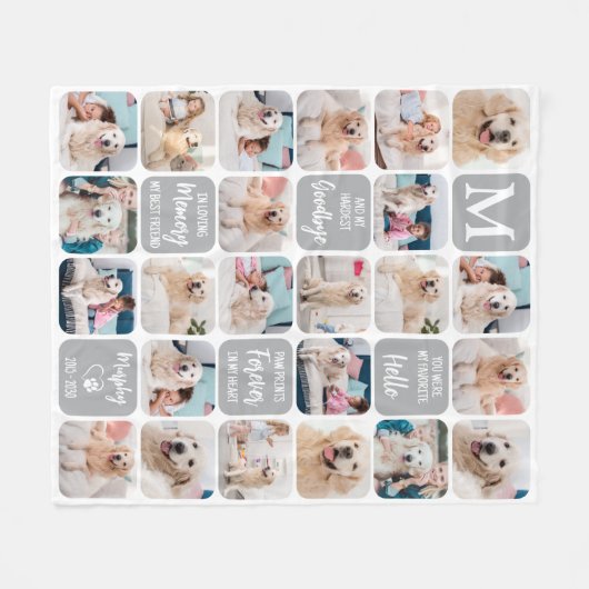 Pet Dog Memorial gepersonaliseerde kleurrijke 24 f Fleece Deken (Voorkant (Horizontaal))