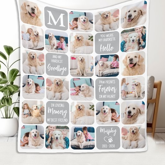 Pet Dog Memorial gepersonaliseerde kleurrijke 24 f Fleece Deken