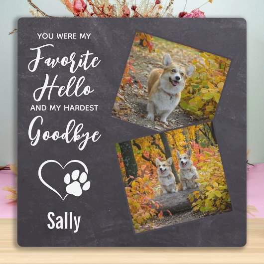 Pet Dog Memorial Gift Hallo Goodbye Quote Pet Loss Fotoplaat