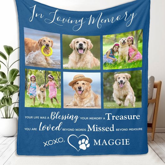 Pet Dog Memorial Gift Personalised Photo Collage Fleece Deken