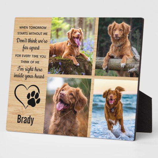 Pet Dog Memorial Gift- Sympathie Pet Loss Keepslag Fotoplaat (Zijkant)