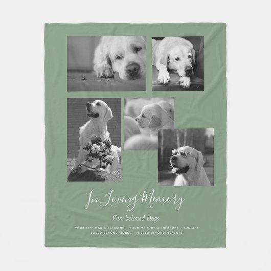 Pet Dog Memorial Keepomwille Foto Collage Gift Poe Fleece Deken (Voorkant)