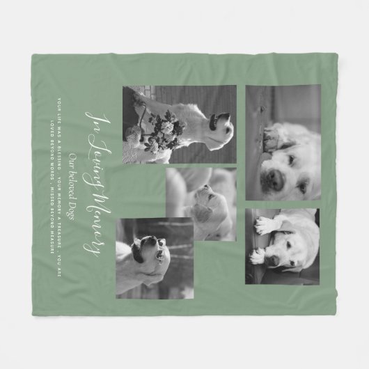 Pet Dog Memorial Keepomwille Foto Collage Gift Poe Fleece Deken (Voorkant (Horizontaal))