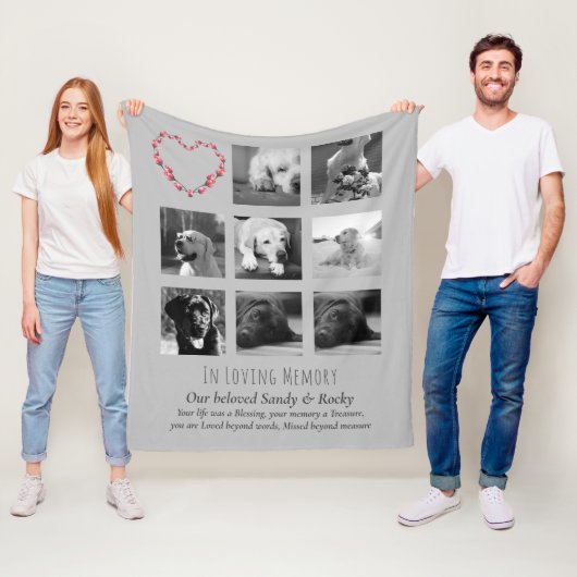 Pet Dog Memorial Keepomwille Foto Collage Gift Poe Fleece Deken (In situ)