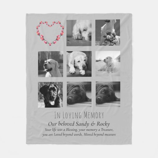 Pet Dog Memorial Keepomwille Foto Collage Gift Poe Fleece Deken (Voorkant)