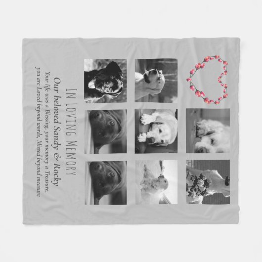 Pet Dog Memorial Keepomwille Foto Collage Gift Poe Fleece Deken (Voorkant (Horizontaal))