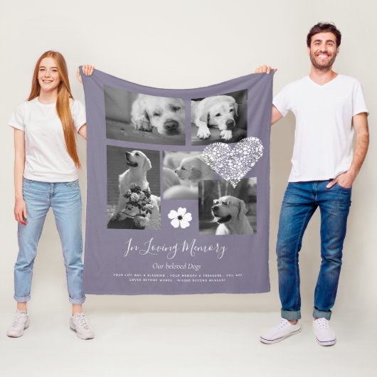 Pet Dog Memorial Keepomwille Foto Collage Gift Poe Fleece Deken (In situ)