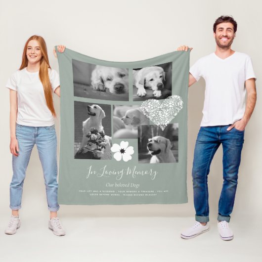 Pet Dog Memorial Keepomwille Foto Collage Gift Poe Fleece Deken (In situ)