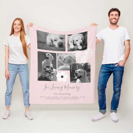 Pet Dog Memorial Keepomwille Foto Collage Gift Poe Fleece Deken (In situ)