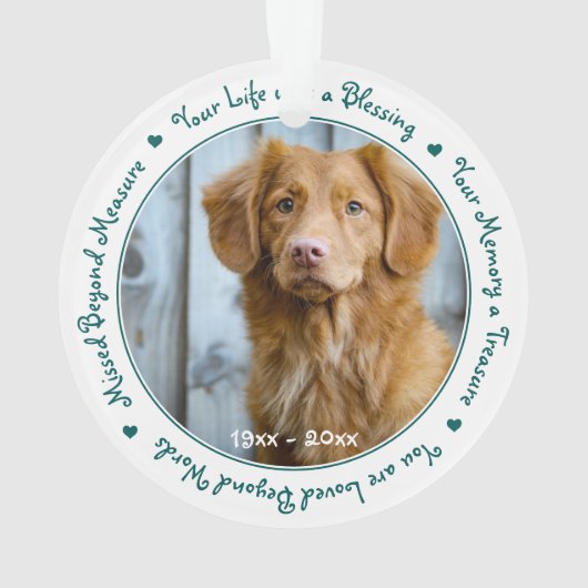 Pet Dog Memorial kerst Keepomwille Foto Ornament (achterkant)