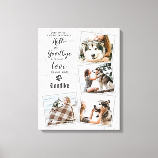 Pet Dog Memorial Marmer 4 Foto Collage Canvas Afdruk (Voorkant)