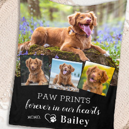 Pet Dog Memorial op maat 4 Foto Collage Fleece Deken