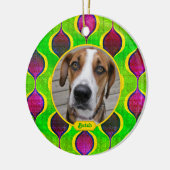 Pet Dog Memorial Paarse Groene Foto Kerst Keramisch Ornament (Links)