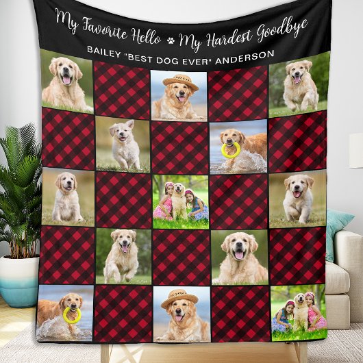 Pet Dog Memorial Persoonlijk 13 Foto Red Pset Fleece Deken