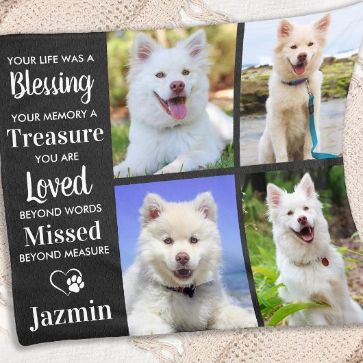 Pet Dog Memorial Persoonlijke foto collage Fleece Deken
