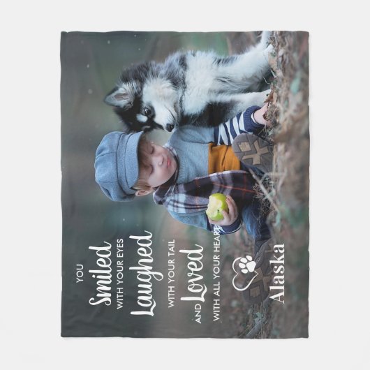 Pet Dog Memorial Persoonlijke foto Sympathie Fleece Deken (Voorkant)