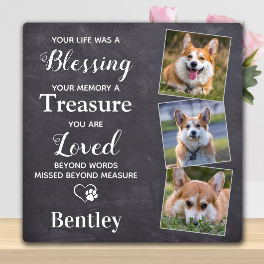 Pet Dog Memorial Pet Loss Gift Persoonlijke foto Fotoplaat