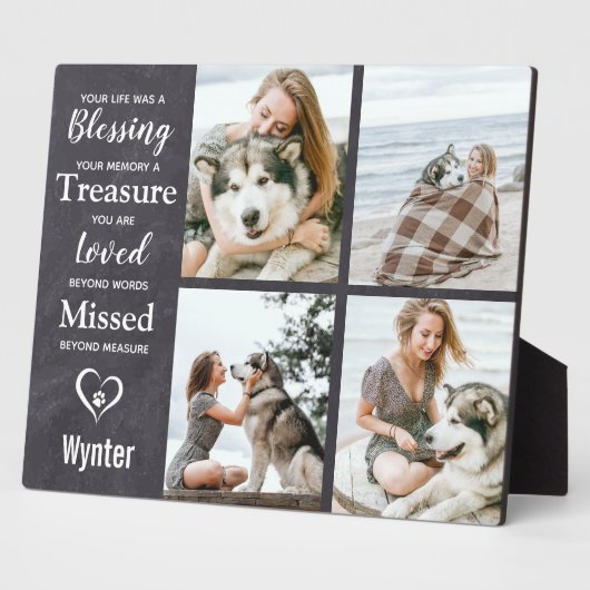 Pet Dog Memorial Pet Loss Herembrance Keepslag Fotoplaat (Zijkant)