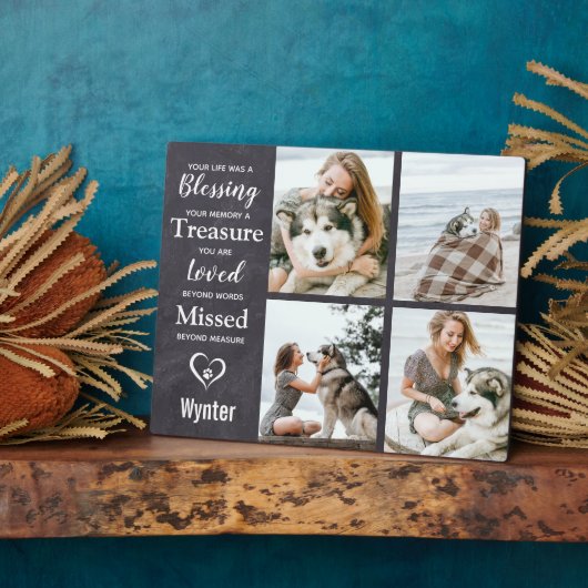 Pet Dog Memorial Pet Loss Herembrance Keepslag Fotoplaat (Zijkant)