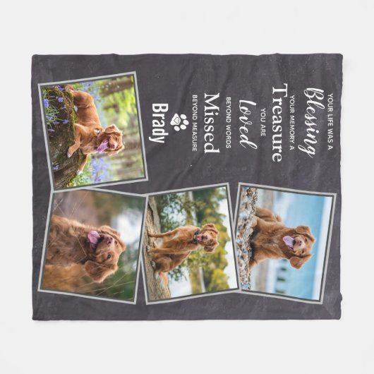 Pet Dog Memorial Pet Loss Keepomwille Foto Collage Fleece Deken (Voorkant (Horizontaal))