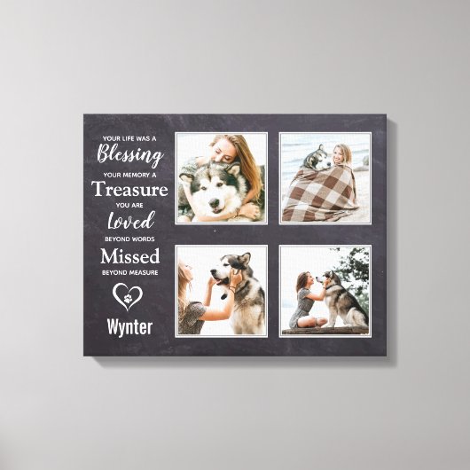 Pet Dog Memorial Pet Loss Photo Collage Canvas Afdruk (Voorkant)