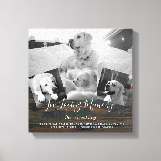 Pet Dog Memorial Photo Collage Remembrance Poem Canvas Afdruk (Voorkant)