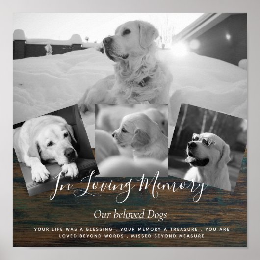 Pet Dog Memorial Photo Collage Remembrance Poem Poster (Voorkant)