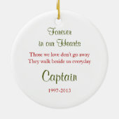 Pet Dog Memorial Pine Boughs Holly Foto van Kerstm Keramisch Ornament (Achterkant)