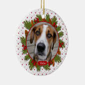 Pet Dog Memorial Pine Boughs Holly Foto van Kerstm Keramisch Ornament (Rechts)
