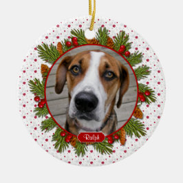 Pet Dog Memorial Pine Boughs Holly Foto van Kerstm Keramisch Ornament
