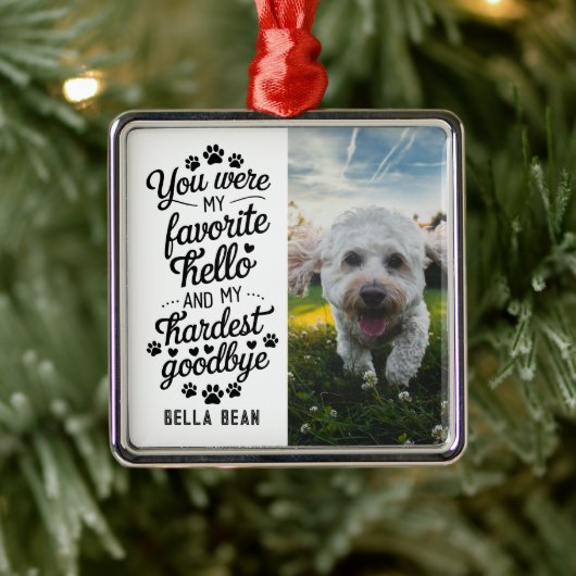 Pet Dog Memorial Quote Foto Metalen Ornament (Boom)