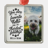 Pet Dog Memorial Quote Foto Metalen Ornament (Voorkant)