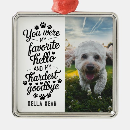 Pet Dog Memorial Quote Foto Metalen Ornament (Voorkant)