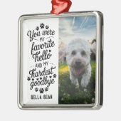 Pet Dog Memorial Quote Foto Metalen Ornament (Links)