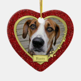Pet Dog Memorial Rode Foto Hart Kerstmis Keramisch Ornament