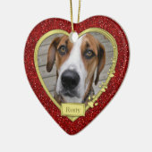 Pet Dog Memorial Rode Foto Hart Kerstmis Keramisch Ornament (Links)