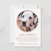 Pet Dog Memorial Roos Gold Aangepaste foto Sympath Bedankkaart (Voorkant)