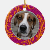 Pet Dog Memorial Roze Sinaasappel Foto Kerst Keramisch Ornament (Voorkant)