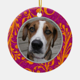Pet Dog Memorial Roze Sinaasappel Foto Kerst Keramisch Ornament