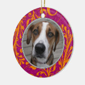 Pet Dog Memorial Roze Sinaasappel Foto Kerst Keramisch Ornament (Links)