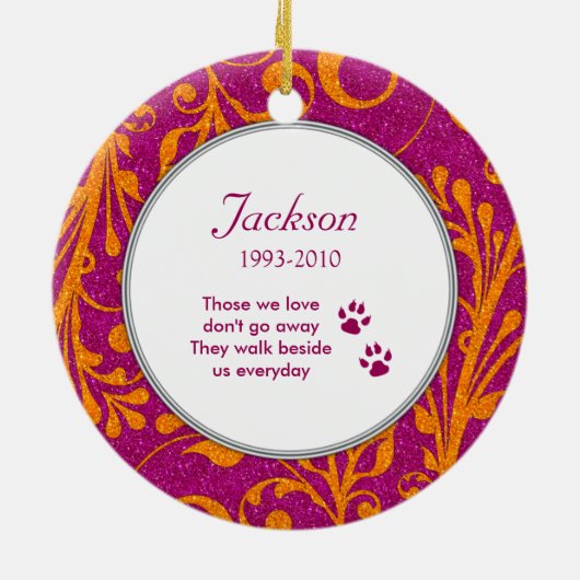 Pet Dog Memorial Roze Sinaasappel Foto Kerst Keramisch Ornament (Achterkant)