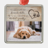 Pet Dog Memorial Rustic Wood Foto Collage Metalen Ornament (Voorkant)