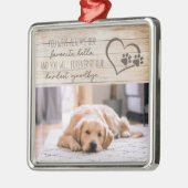 Pet Dog Memorial Rustic Wood Foto Collage Metalen Ornament (Links)