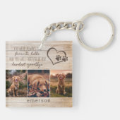 Pet Dog Memorial Rustic Wood Foto Collage Sleutelhanger (Achterkant)